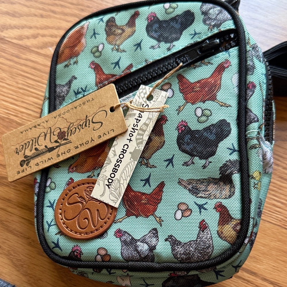 Sipsey Wilder  Sage Green Chicken Print Crossbody Bag